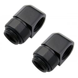 Koolance Swiveling 90 Degree Elbow Fitting, Black, 2-pack