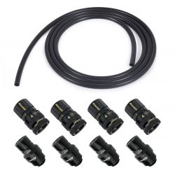 Koolance QD3 Male and Female Quick Disconnect Set (4-pack) and Alphacool EPDM Flexible Tubing (3m) Bundle, 10mm x 13mm to G1/4